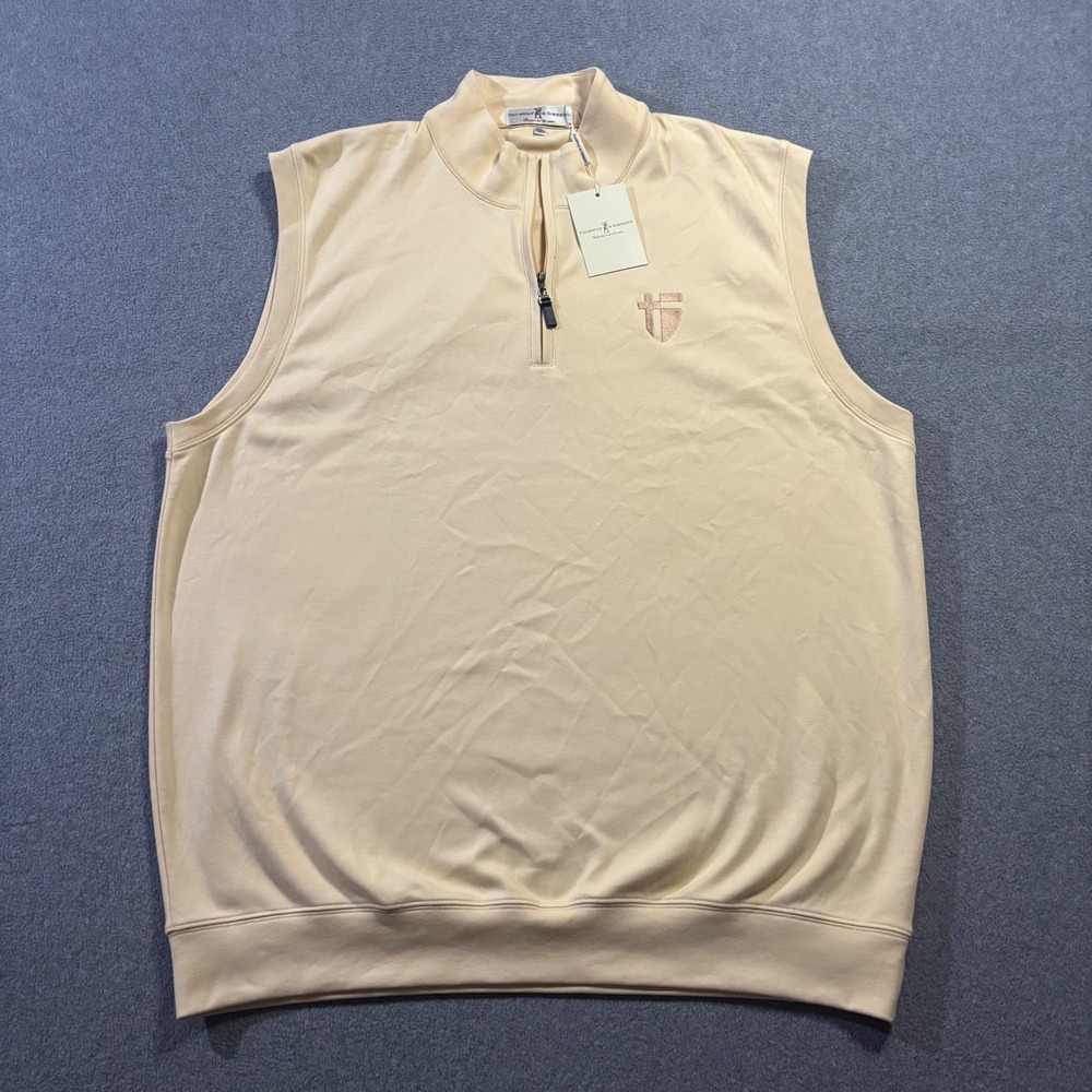 NWT Fairway & Greene Vest Mens XXL Cream Lux Interlock Pima Cotton 1/4 Zip Golf